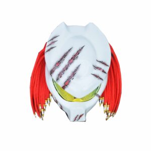 white helmet with red dreadlocks style custom handmade motorcycle helmet top side