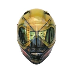 Yellow ghost style custom handmade motorcycle helmet