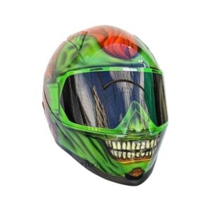 Green smiley joker custom handmade motocycle helmet left side