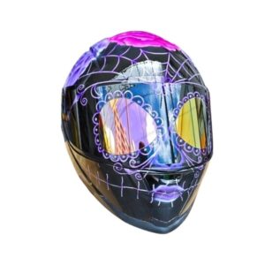 pink and purple roses woman custom handmade helmet right side