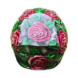 Roses-sugar skull-custom-motorcycle-helmet back side