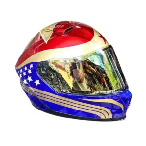 Captain America hero style custom handmade motorcycle helmet right side