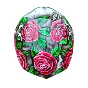Roses-sugar skull-custom-motorcycle-helmet top side