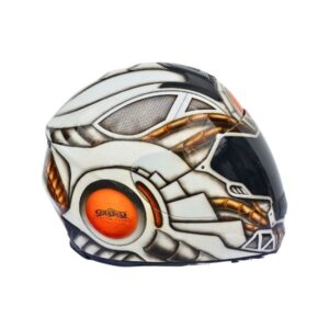 robot style custom handmade motorcycle helmet right side