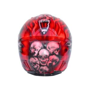 Red ghost style custom handmade motorcycle helmet back side