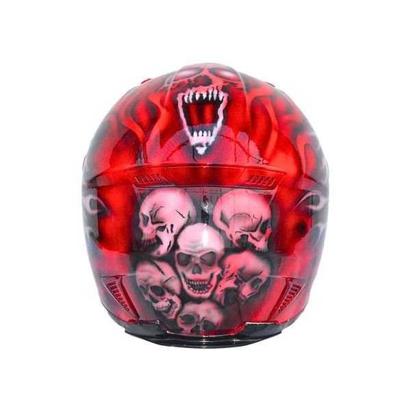 6_Red-ghost-helmet 4 Red ghost style custom handmade motorcycle helmet back side