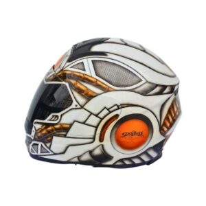 robot style custom handmade motorcycle helmet left side