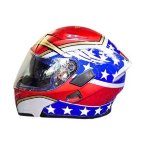 Captain America custom handmade motorcycle helmet left side