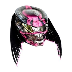 pinky ghost predator style custom handmade motorcycle helmet right side