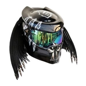 blue eye predator style custom handmade motorcycle helmet right side