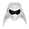 all white predator style custom handmade motorcycle helmet
