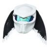 all white with black dreadlocks predator style custom handmade motorcycle helmet