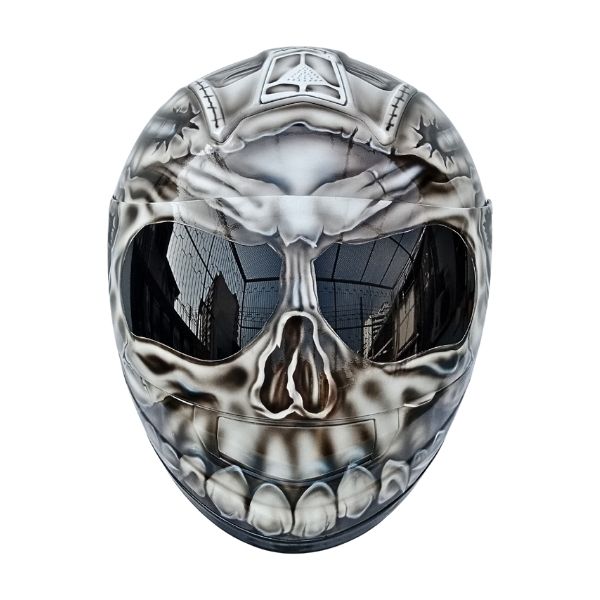 1_Black-ghost-helmet-f black and white skull style custom handmade motorcycle helmet