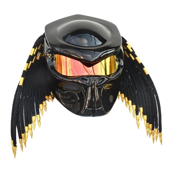 1_Black-golden-predator-helmet g golden ring predator style custom handmade motorcycle helmet