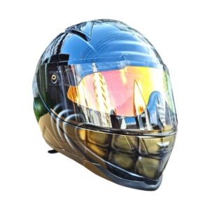 golden teeth cool smiley custom handmade motorcycle helmet right side