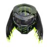 solid black helmet with green dreadlock predator style custom handmade motorcycle helmet