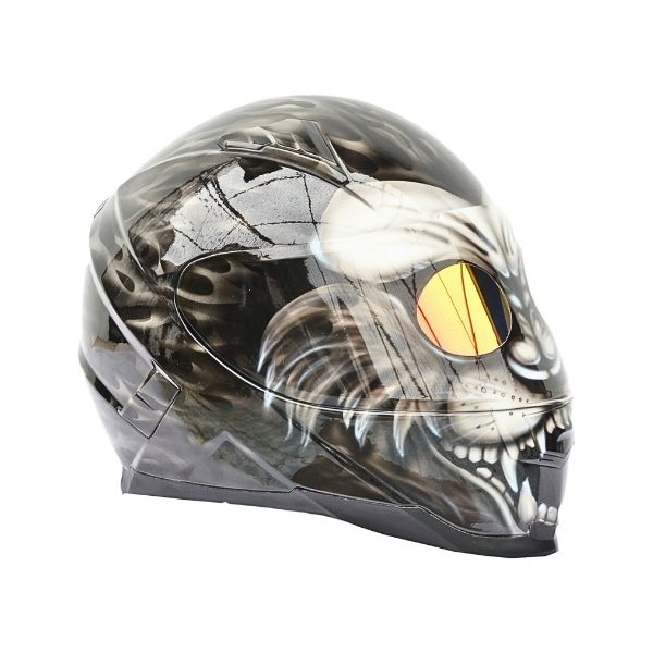 1_Black-lion-helmet c lion style custom handmade motorcycle helmet right side