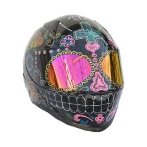 flowers women sugar skull style custom handmade motorcycle helmet