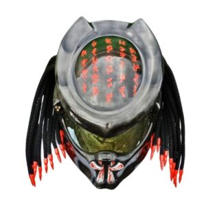 black with red symbols predator custom handmade motorcycle helmet top side