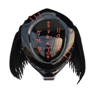 black and red symbols predator helmet style custom handmade motorcycle helmet top side