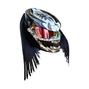 yellow eyes ghost predator style custom handmade motorcycle helmet right side