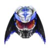 blue and silver predator style custom handmade motorcycle helmet