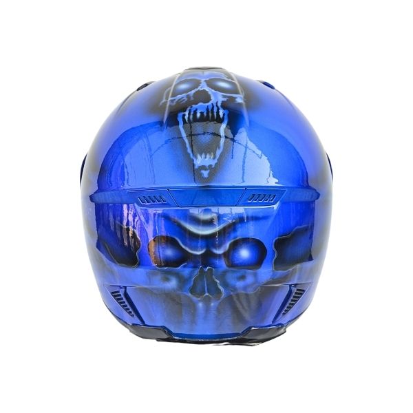 1_Blue-ghost-helmet2 blue ghost style custom handmade motocycle helmet back side