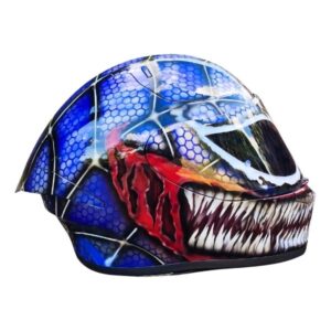 blue venom style custom handmade motorcycle helmet right side