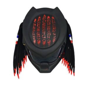 matt black with france flag predator style custom handmade motorcycle helmet top side