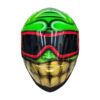 green helmet with golden teeth style custom handmade motorcycle helmet