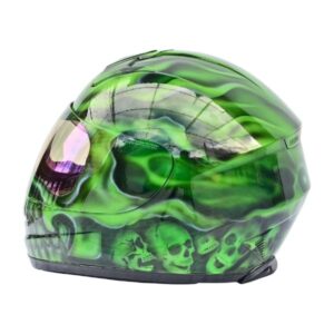 green ninja with teeth style handmade custom motorcycle helmet left side