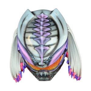pinky and silver predator style custom handmade motorcycle helmet top side