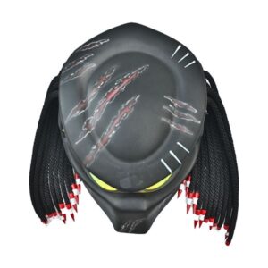 matt black with scars predator style custom handmade motorcycle helmet top side