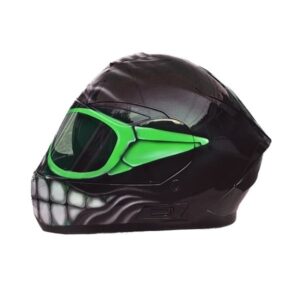 black smiley with green oakley grasses custom handmade motorcycle helmet left side