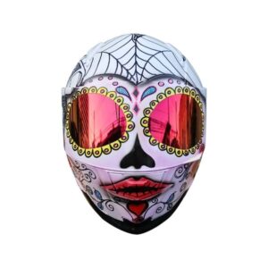 spider sugar skull style custom handmade motocycle helmet