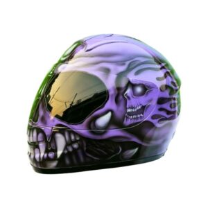 Purple ghost style custom handmade motorcycle helmet left side