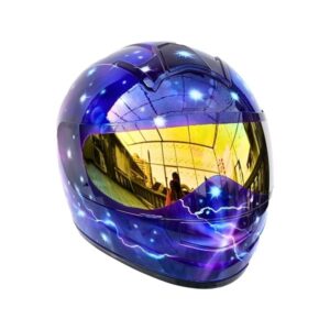 purple star custom handmade motocycle helmet right side