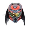 red with skull symbols predator style custom handmade motorcycle helmet