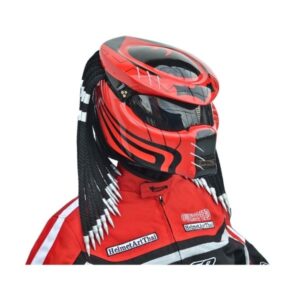 red and white wiht bat custom handmade motorcycle helmet right side