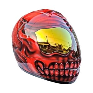 red skull style custom handmade motorcycle helmet right side