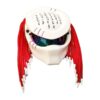 all white with red dreadlocks predator style custom handmade motorcycle helmet