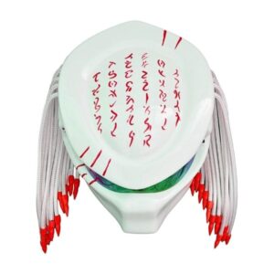 all white with red tips predator style custom handmade motorcycle helmet top side