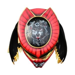 red wolf style custom handmde motorcycle helmet top side