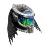 silver and black custom handmade motorcycle helmet