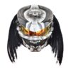 black and white super ghost on top predator style custom handmade motorcycle helmet