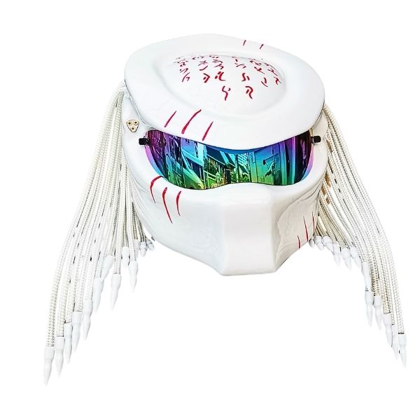 1_White-girl-predator-helmet j white predator style for woman custom handmade motorcycle helmet