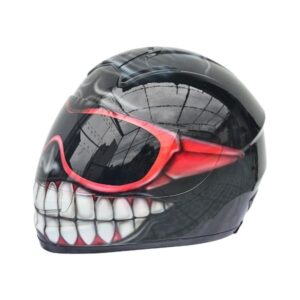 black smiley with oakley glasses style custom handmade motocycle helmet right side