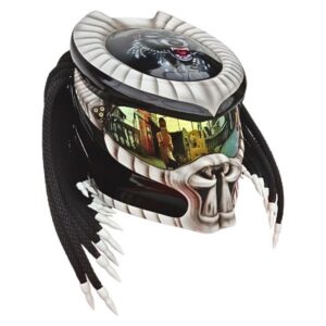 predator with wolf style custom handmade motorcycle helmet right side