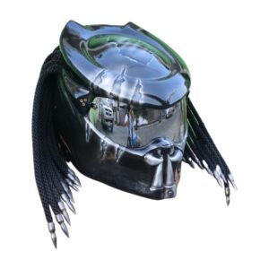 silver fang predator style custom handmade motorcycle helmet right side