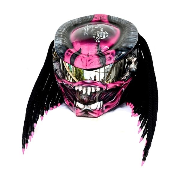 2_ Pinky-black-predator-helmet k pinky ghost predator style custom handmade motorcycle helmet
